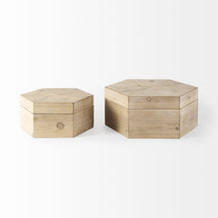 Set of Two 12" Natural Solid Wood Box - Homeroots