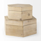 Set of Two 12" Natural Solid Wood Box - Homeroots