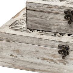 Set of Two 8" White Solid Wood Box - Homeroots