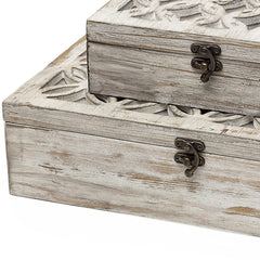 Set of Two 8" White Solid Wood Box - Homeroots