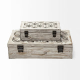 Set of Two 8" White Solid Wood Box - Homeroots