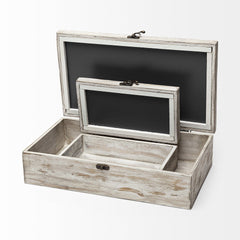 Set of Two 8" White Solid Wood Box - Homeroots