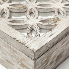 Set of Two 8" White Solid Wood Box - Homeroots