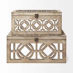 16" Natural and Brown Solid Wood Box