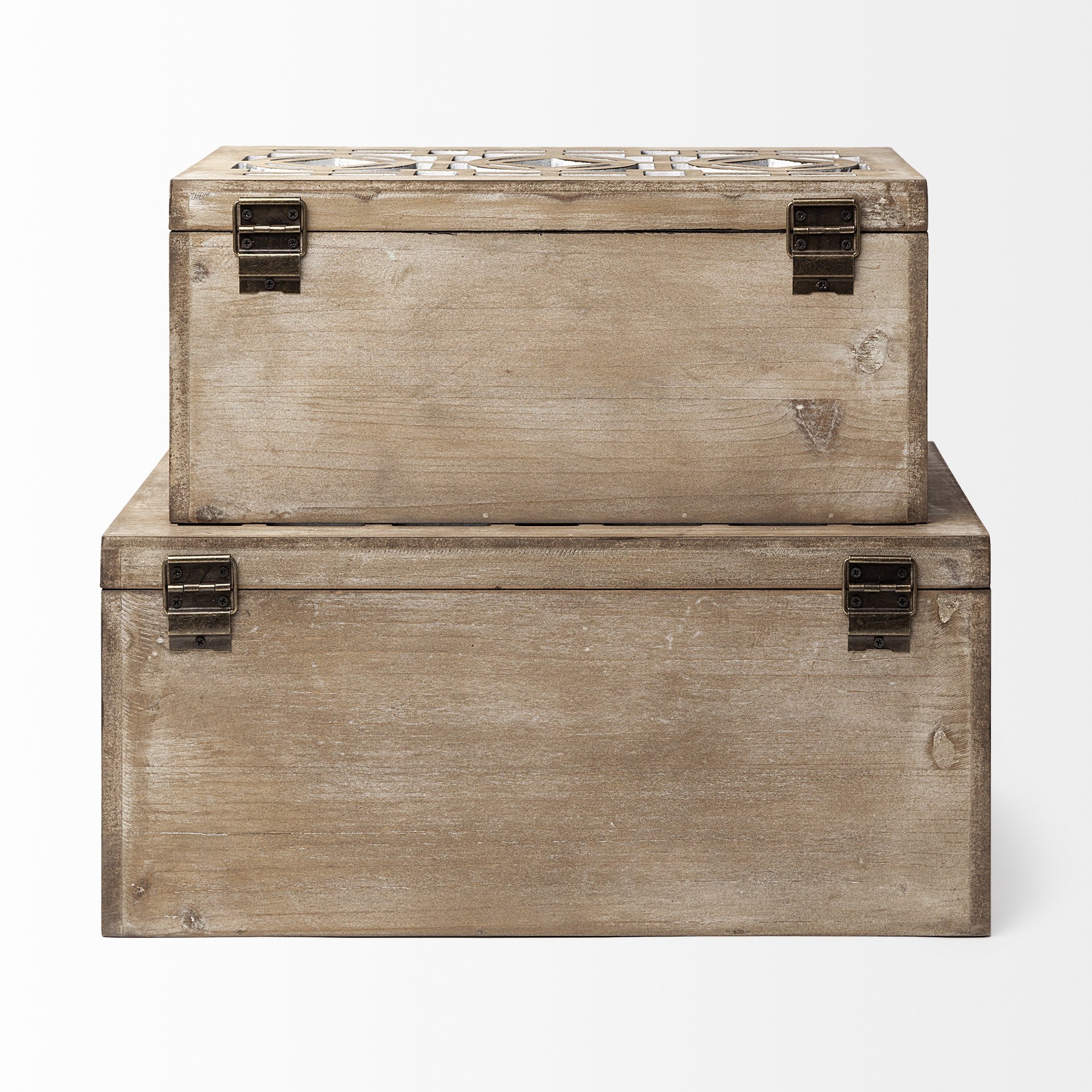 16" Natural and Brown Solid Wood Box