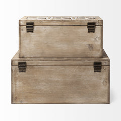 16" Natural and Brown Solid Wood Box
