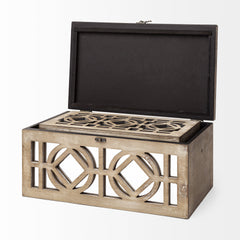 16" Natural and Brown Solid Wood Box