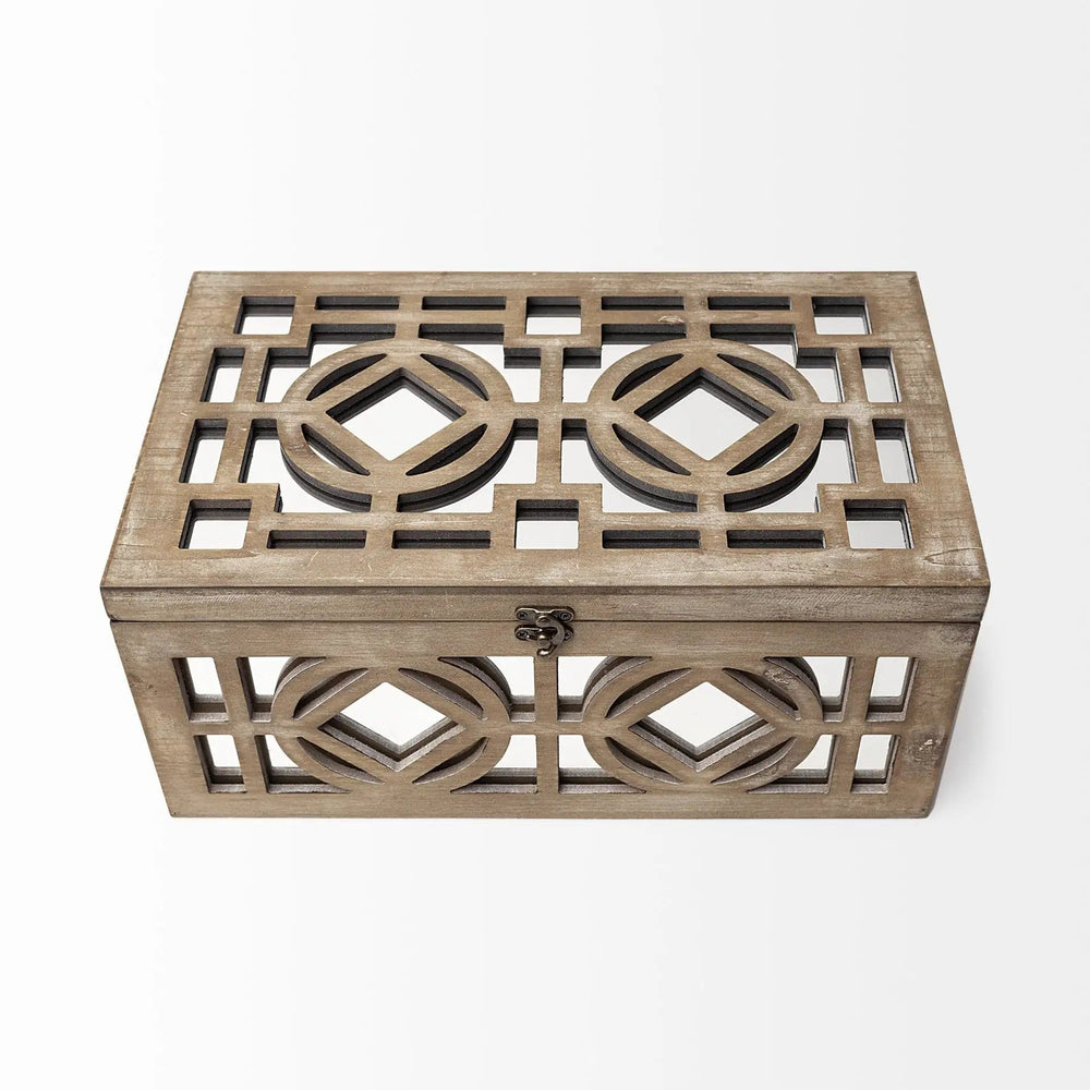 16" Natural and Brown Solid Wood Box - Homeroots - Flyclothing LLC