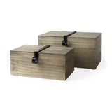 Set of Two 12" Brown Solid Wood Desk Organizer - Homeroots