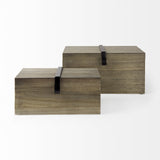 Set of Two 12" Brown Solid Wood Desk Organizer - Homeroots