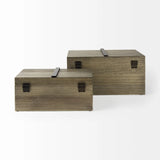 Set of Two 12" Brown Solid Wood Desk Organizer - Homeroots