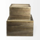 Set Of Two Brown and Natural Wood And Cane Storage Boxes - Homeroots - Flyclothing LLC