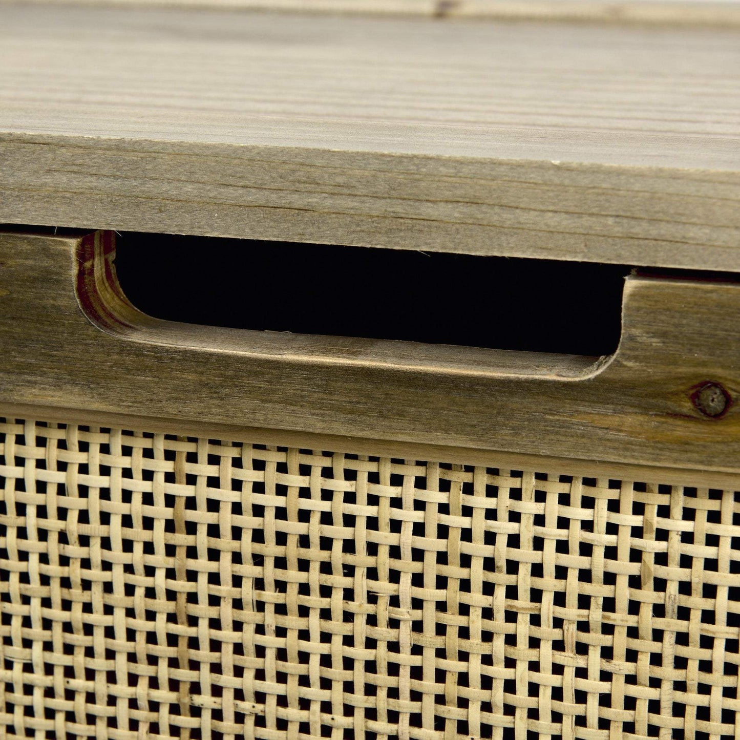 Set Of Two Brown and Natural Wood And Cane Storage Boxes - Homeroots - Flyclothing LLC