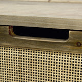 Set Of Two Brown and Natural Wood And Cane Storage Boxes - Homeroots - Flyclothing LLC