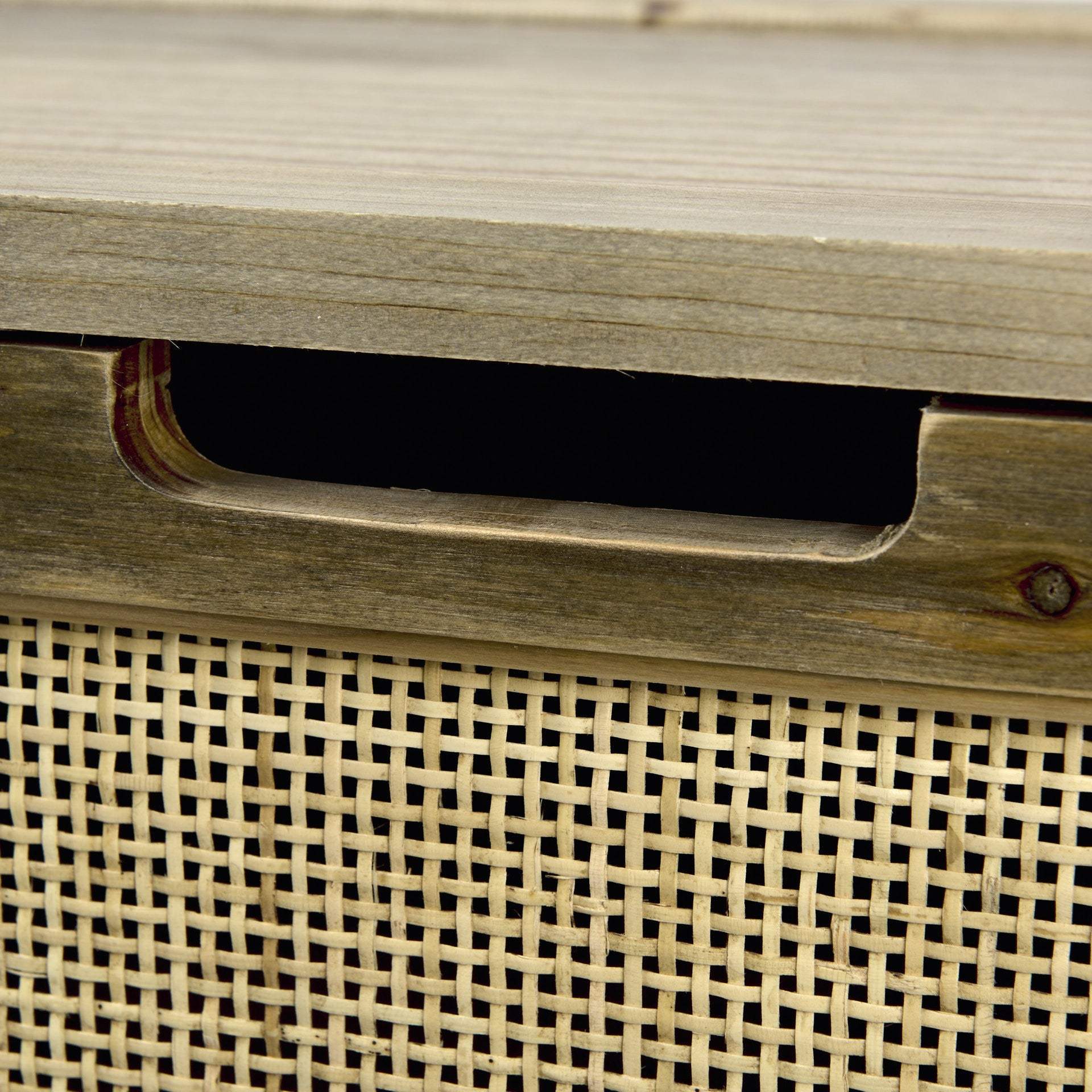 Set Of Two Brown and Natural Wood And Cane Storage Boxes - Homeroots - Flyclothing LLC