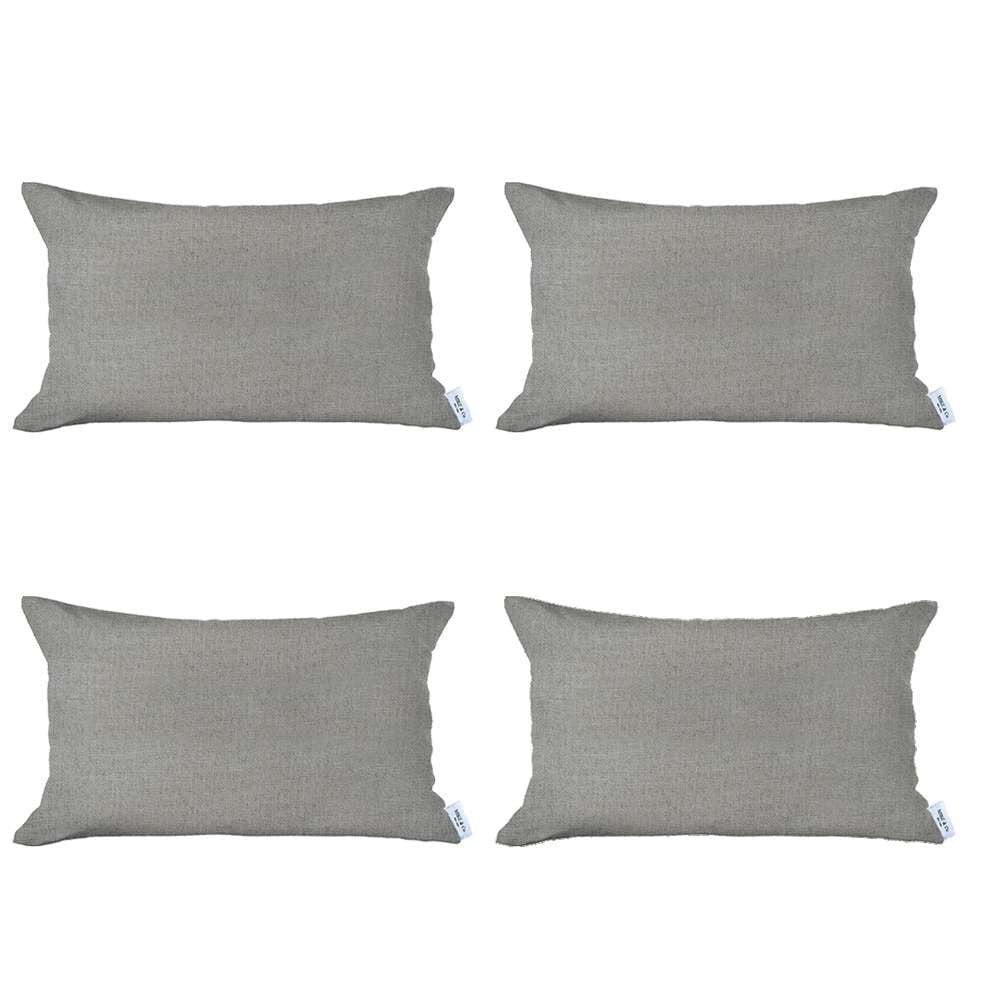 Set Of 4 Cream Jacquard Lumbar Pillow Covers - Homeroots
