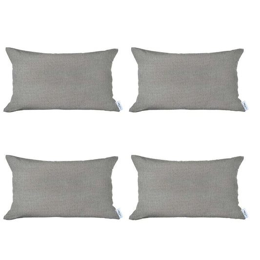 Set Of 4 Cream Jacquard Lumbar Pillow Covers - Homeroots