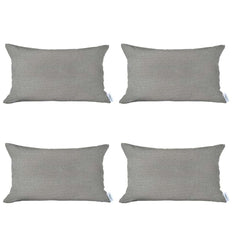 Set Of 4 Cream Jacquard Lumbar Pillow Covers - Homeroots