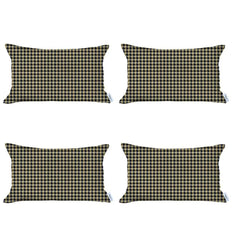 Set Of 4 Yellow Houndstooth Lumbar Pillow Covers - Homeroots