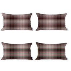 Set Of 4 Red Houndstooth Lumbar Pillow Covers - Homeroots