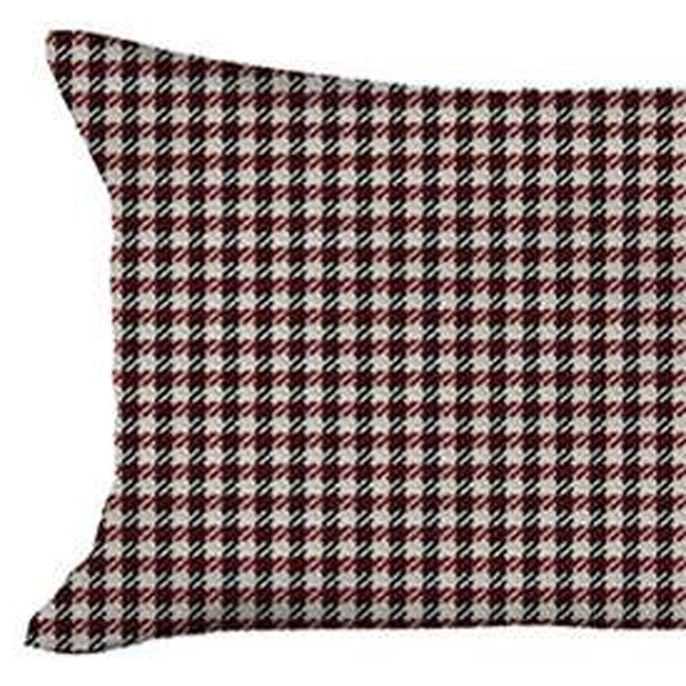 Set Of 4 Red Houndstooth Lumbar Pillow Covers - Homeroots