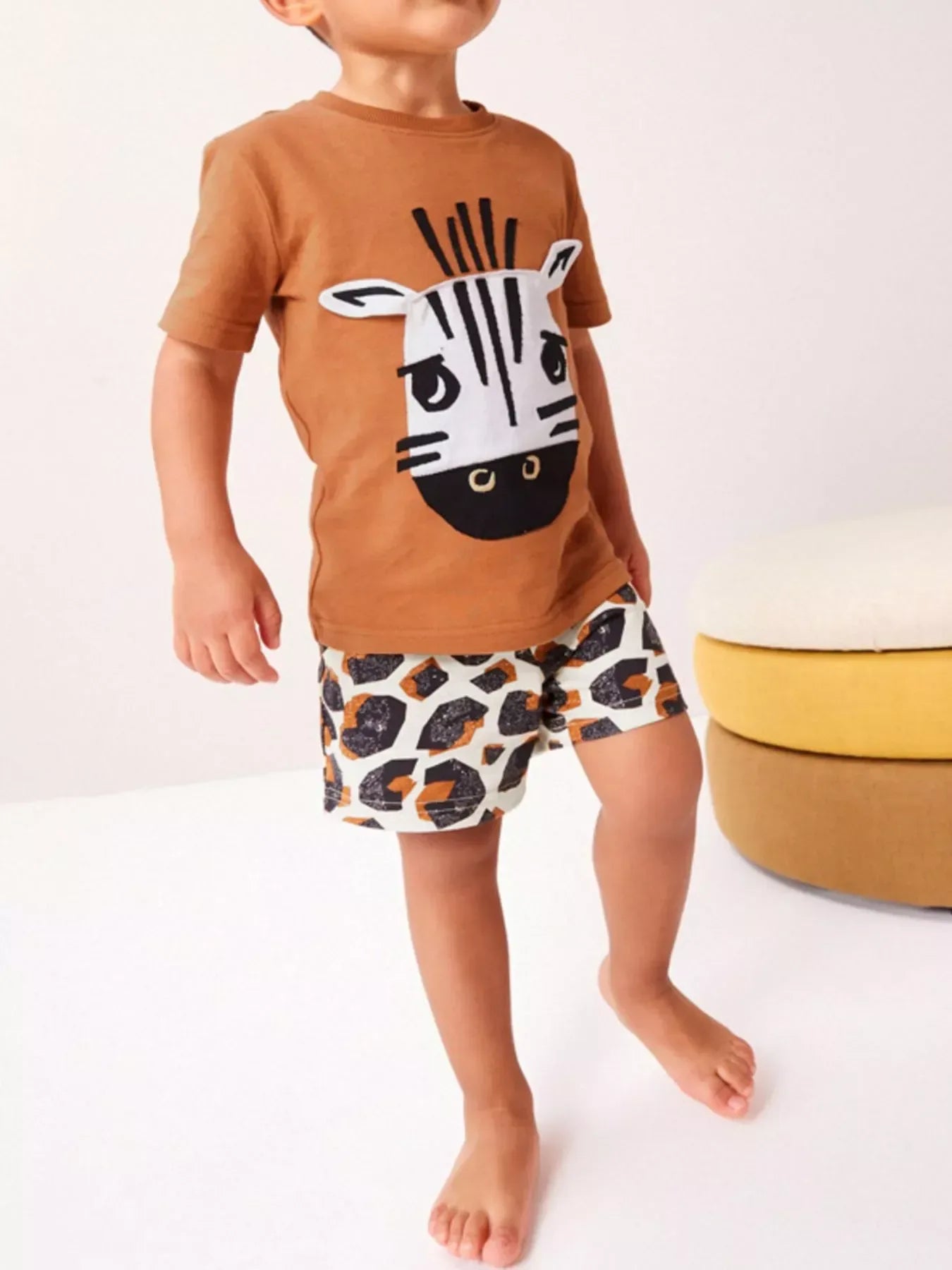 Children's Zebra Face Tee and Shorts Set - Trendsi - Flyclothing LLC