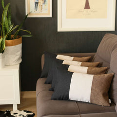 Set Of 4 Brown Tripartite Lumbar Pillow Covers - Homeroots