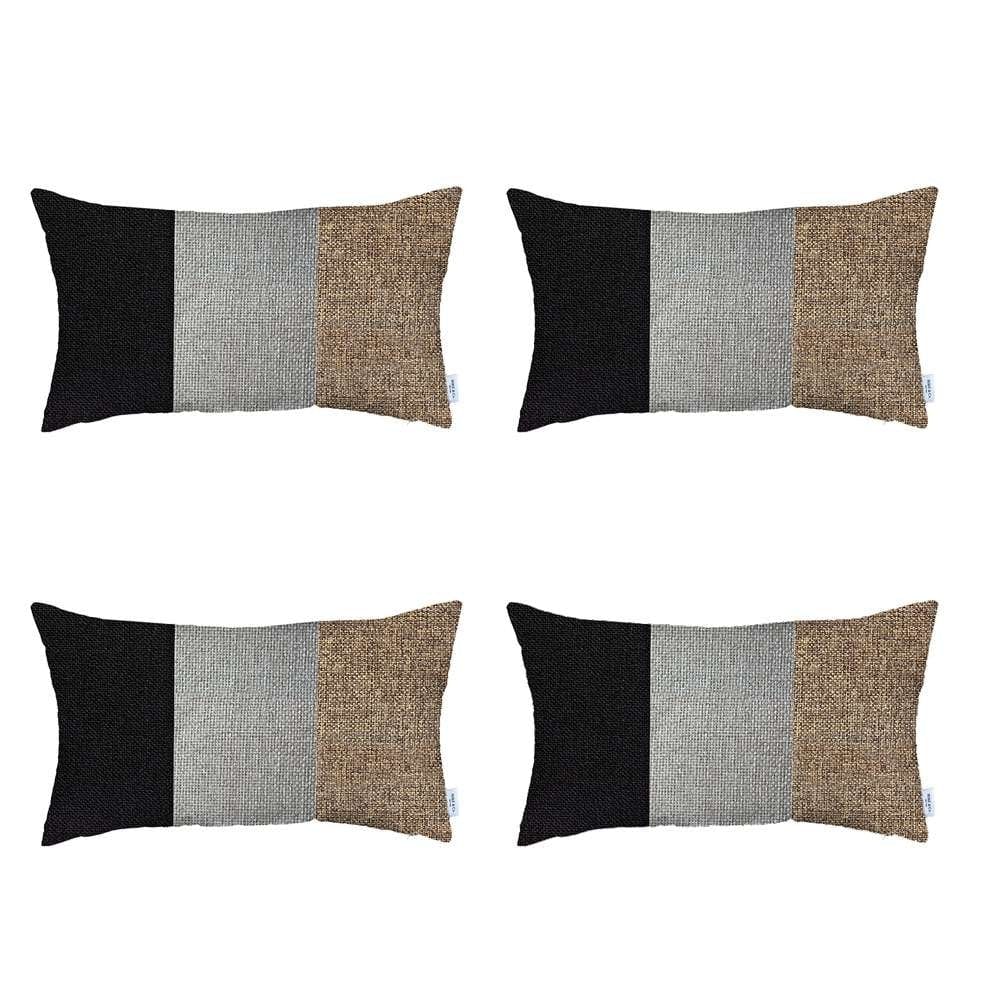 Set Of 4 Brown Tripartite Lumbar Pillow Covers - Homeroots