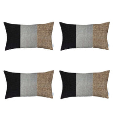 Set Of 4 Brown Tripartite Lumbar Pillow Covers - Homeroots