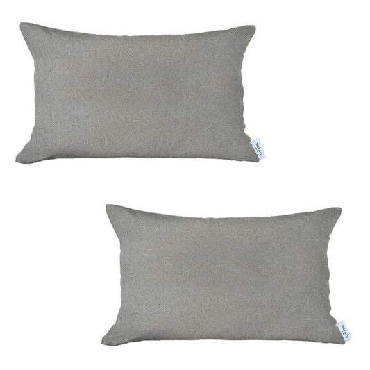 Set Of 2 White Solid Lumbar Pillow Covers - Homeroots