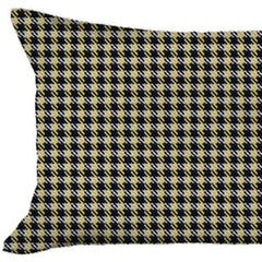 Set of Two 12" X 20" Yellow and Black Houndstooth Polyester Zippered Pillow Cover - Homeroots