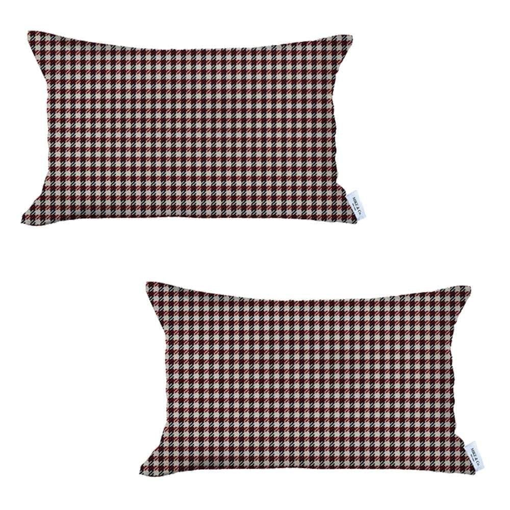 Set Of 2 Red Houndstooth Lumbar Pillow Covers - Homeroots
