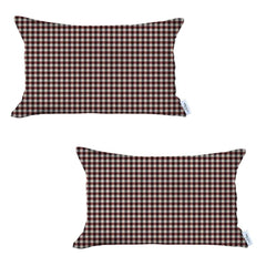 Set Of 2 Red Houndstooth Lumbar Pillow Covers - Homeroots