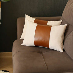 Set of Two 12" X 20" Ivory and Brown Throw Pillow Cover - Homeroots