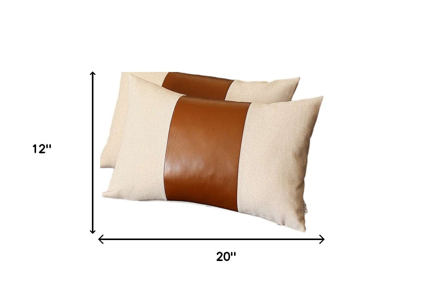 Set of Two 12" X 20" Ivory and Brown Throw Pillow Cover - Homeroots
