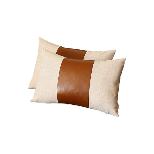 Set of Two 12" X 20" Ivory and Brown Throw Pillow Cover - Homeroots