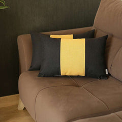 Set Of 2 Black And Yellow Lumbar Pillow Covers - Homeroots