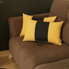 Set Of 2 Yellow And Black Lumbar Pillow Covers - Homeroots