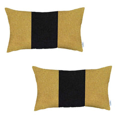 Set Of 2 Yellow And Black Lumbar Pillow Covers - Homeroots