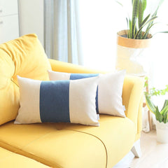 Set Of 2 Ivory And Blue Lumbar Pillow Covers - Homeroots