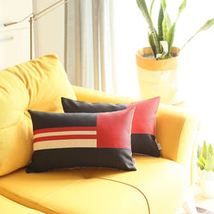 Set Of 2 Red Geometric Lumbar Pillow Covers - Homeroots