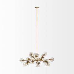 Gold Metal Eighteen Bulb Hanging Chandelier