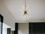 Wood And Metal Starburst Six Bulb Hanging Light - Homeroots - Flyclothing LLC