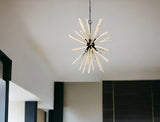 Wood And Metal Starburst Six Bulb Hanging Light - Homeroots