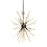 Wood And Metal Starburst Six Bulb Hanging Light - Homeroots