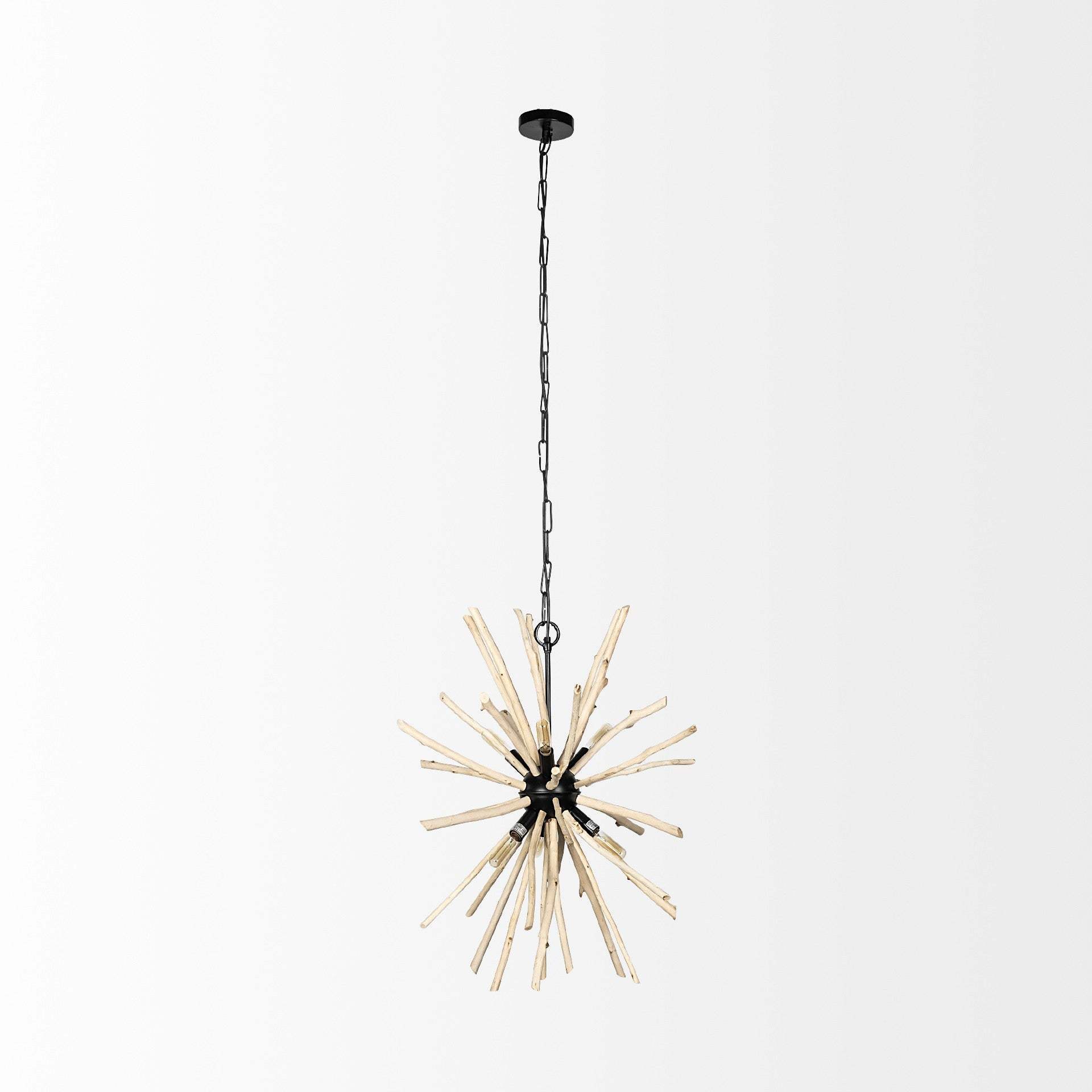 Wood And Metal Starburst Six Bulb Hanging Light - Homeroots - Flyclothing LLC