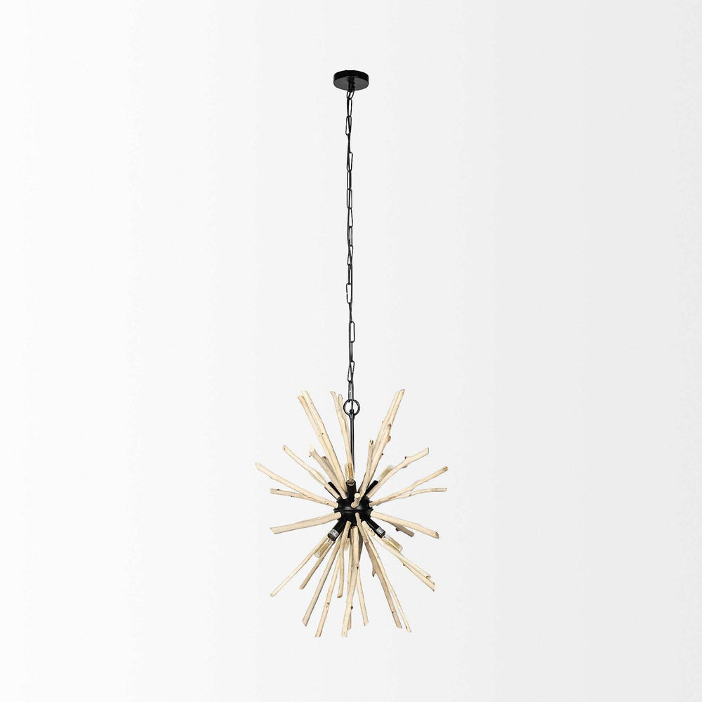Wood And Metal Starburst Six Bulb Hanging Light - Homeroots - Flyclothing LLC