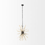 Wood And Metal Starburst Six Bulb Hanging Light - Homeroots