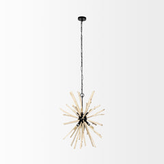 Wood And Metal Starburst Six Bulb Hanging Light