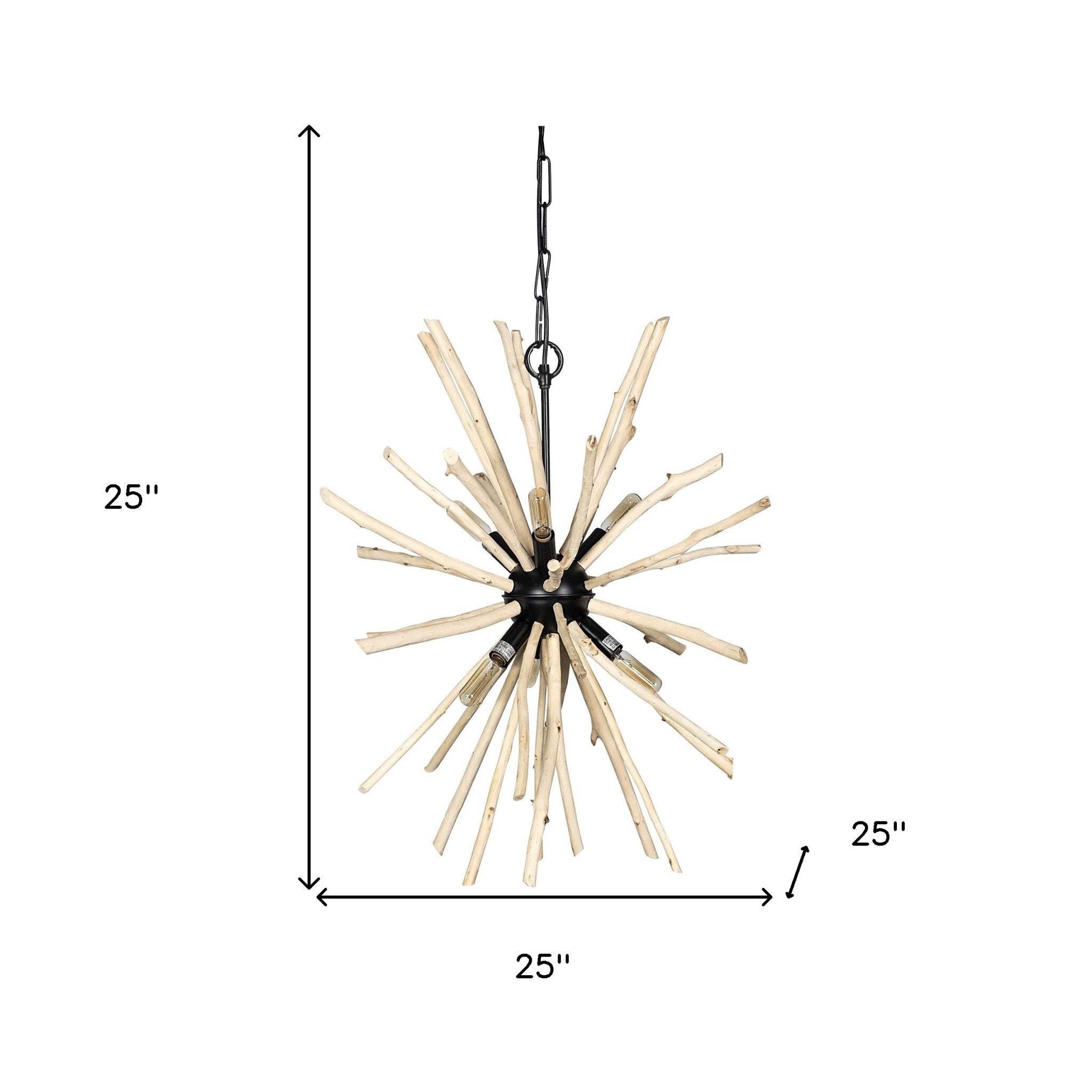 Wood And Metal Starburst Six Bulb Hanging Light - Homeroots - Flyclothing LLC